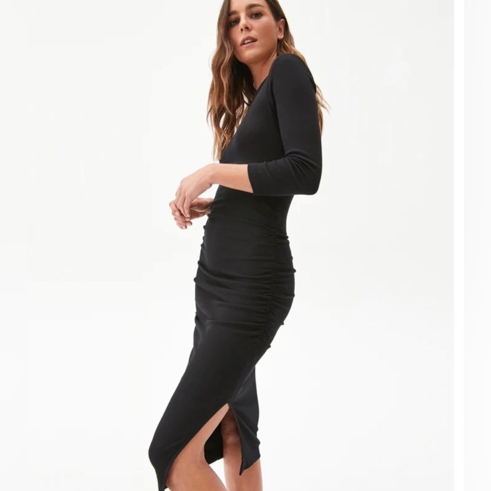 MICHAEL STARS NWT CHRISTY 3/4 SLEEVE TAHOE JERSEY MIDI DRESS - Picture 5 of 8